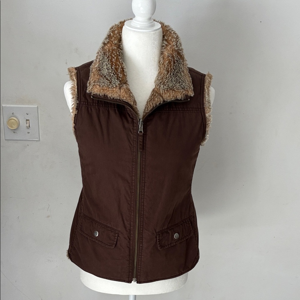 Brown Faux Fur Lined Women's Vest